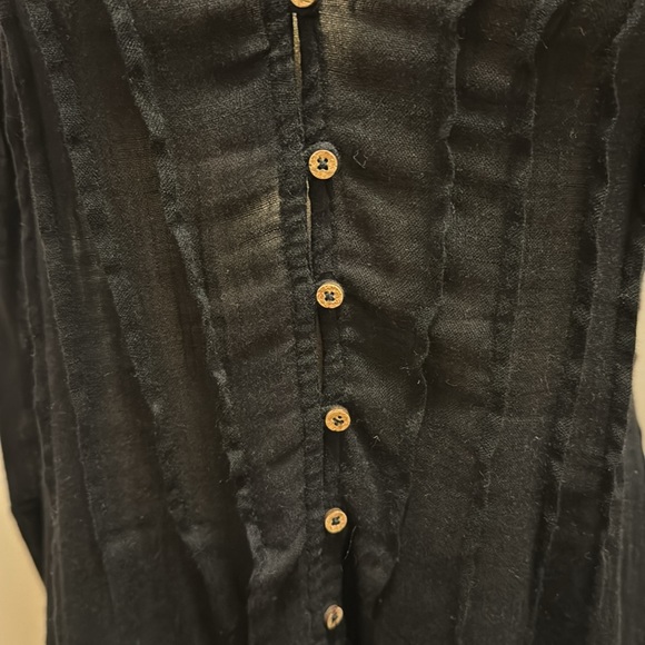 FREE PEOPLE Greta Gauze button down tunic | NWT| XS |black| - Picture 8 of 9
